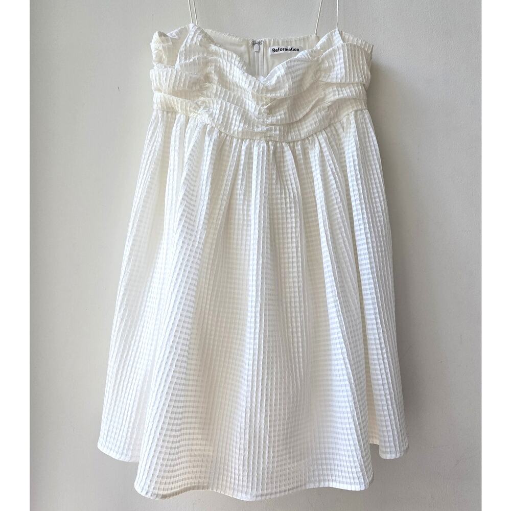 Reformation Catarina White Mini Babydoll Tent Summer Dress Womens Large XL EUC - Picture 3 of 12